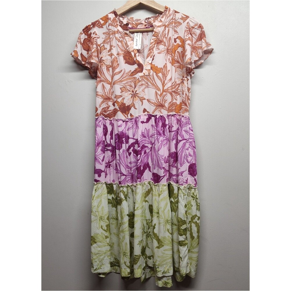 Alejandra Peñaloza Anthropologie Midi Dress Women XS Floral Tropical Vacation